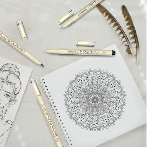 005 Micro Pen, 6 Pack Black Fine Point Pen with Waterproof Archival Ink, 0.23mm Fineliner Ink Pens for Artist Illustration, Sketching, Anime, Manga, Technical Drawing and Scrapbooking - color: Black, style: 【005】