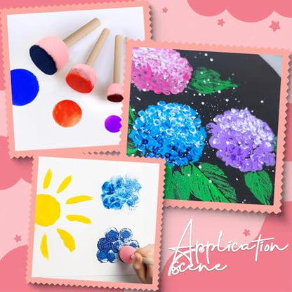 40Pcs 0.6 Inch Round Foam Sponge Brushes Foam Stencil Brush Set with Wooden Handle Small Circle Sponges Pink Stenciling Decorating Tools Paint Daubers for Painting Staining DIY Crafts Adult - style: Style 1