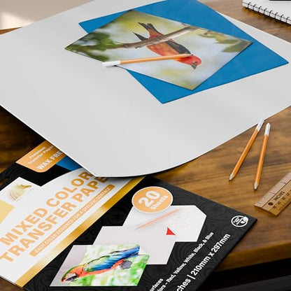 MyArtscape Graphite Transfer Paper, 20 Mixed Sheets - Wax Free - Erasable - Smudge-Free - Ideal for Drawing and Tracing - Premium Arts and Crafts Supplies