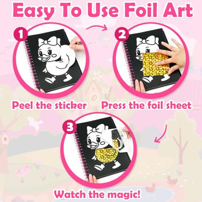 FUNNYB&G Foil Art Craft Kit for Girls 4-10 Years Old: Mess-Free & No-Glue, Create 16 Sparkly Birds Pictures – Perfect Travel Toy & Birthday Gift for Kids (Birds) - style: Birds