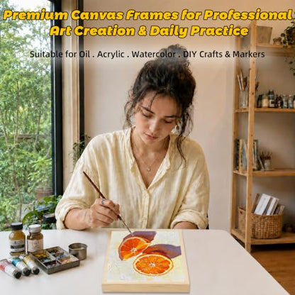 3 Pack Floater Frame Canvas with 8x8, 10x10, 12x12 Canvas – Gallery Wrapped Canvas Set with Cotton-Linen Blend (400 GSM), 15 oz Acid-Free, Warp Resistant, Ready to Hang for Oil & Acrylic - size: 3pk-3Size Canvas