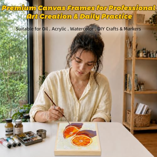 3 Pack 12 x 12 inch Floater Frame Canvas –Gallery Wrapped Canvas Set with Cotton-Linen Blend (400 GSM), 15 oz Acid-Free, Warp Resistant, Strong Three-dimensionality, Ready to Hang for Oil and Acrylic - size: 3pk - 12x12"