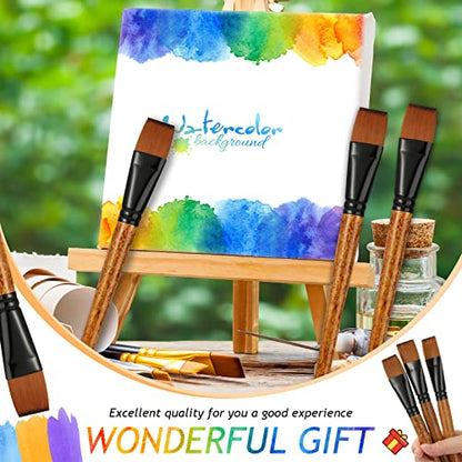 Meanplan 6 Pcs Flat Paint Brushes Bulk 1 Inch Paint Brushes for Acrylic Painting Watercolor Acrylic Synthetic Nylon Craft Artist Brush for Oil Fine Crafts Face Body Art Painting(6 Pcs)
