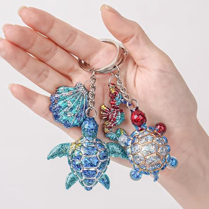 Mini Turtle Resin Molds, 7 Cavities Ocean Animal Silicone Mold, Shell Starfish Gypsum Candle Resin Casting Molds, Cute Sea Turtle Shape Epoxy Mold for DIY Craft, Keychain, Micro Landscape Decor