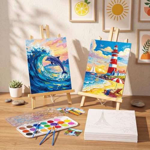 Sherr 12 Pcs Pre Drawn Canvas Pre Printed Canvas for Adults Sip and Paint Party Canvases Painting Kit for Summer Easter Mother's Day Party Favor (Coastal Scenery,8 x 10 Inch) - size: 8 x 10 Inch, style: Coastal Scenery