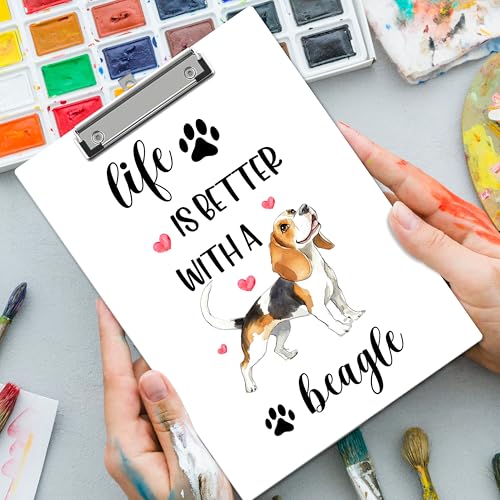 Dog Clipboard, Beagles Gifts ClipBoards with Low Profile Clip for Woman Man Teachers Students, Beagle ClipBoards Suitable for School Office, 12.6 x 9 Inch Size - C05 - style: Life Is Better With A Beagle