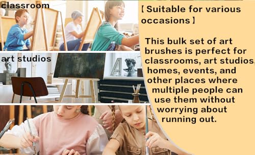 24 Pcs Paintbrush Variety Classpack, Back to School Art Supplies for Kids, Flat & Round Paint Brushes for Toddlers & Classrooms, Easy Grip - size: 24PCS
