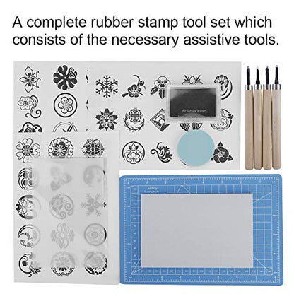 Naroote Rubber Stamp Carving Kit, Stamp Making Tools Set with 3 Rubber Sheets 4 Carving Knives Ink Pad A5 Pad, Ideal for DIY Handcraft Enthusiasts