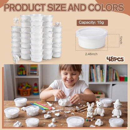 VioraWhite 48 Pcs Air Dry Clay 1.6lb Modeling Clay Kit Soft & Stretchable Magic Foam for Kids DIY Molding, Arts & Crafts, Boys Girls Party Favors, Cosplay Sculpting Supplies(White) - color: White