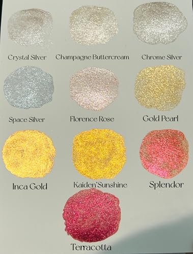 Handmade Metallic Gold-Silver Watercolors Paint Shimmer Calligraphy Ink Hand Lettering Full Pans Shimmer Watercolour Set for Painting, Mixed Media and Paper Crafts (Set 2) - color: Set 2 (10 Full Pans)