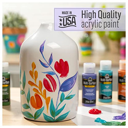 FolkArt Multi Surface Acrylic Paint Set Pastel Colors, Count, 2 Fl Oz (Pack of 16)
