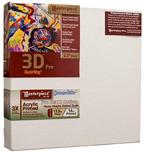 MASTERPIECE 45825 3D Pro 2.5" Deep Sausalito Heavy Weight and Texture 14 oz Cotton Stretched Canvas 14" x 18"