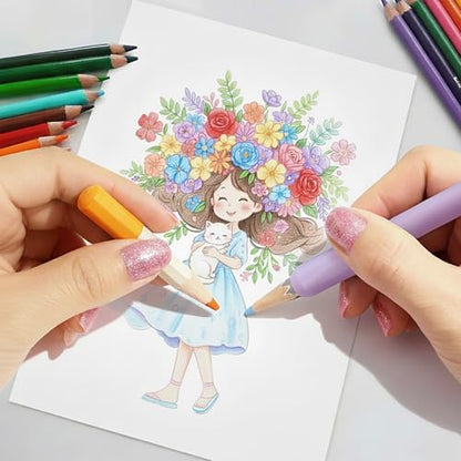 Art Set Bundle: 48 Premium Colored Pencils & 14 Macaron Pencil Extenders, Perfect for Adult Sketching, Writing and Art Drawing，Professional Art Supplies Set