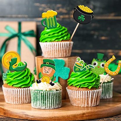 Whaline 3Pcs St. Patrick's Day Fondant Molds Shamrock Hat 3D Silicone Moulds Leprechauns Gnome Shoes Clover Shoes Pattern Resin Mold Cupcake Cookie Baking Decorating Mould for Irish Holiday DIY Candy - style: Shamrock