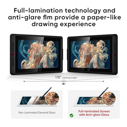 XPPen 16K Artist 15.6 Pro V2 Drawing Tablet with Screen | Full-Laminated Anti-Glare Glass, Adjustable Stand, 8 Shortcut Keys, for PC/Mac/Linux/Android - size: 15.6 inch
