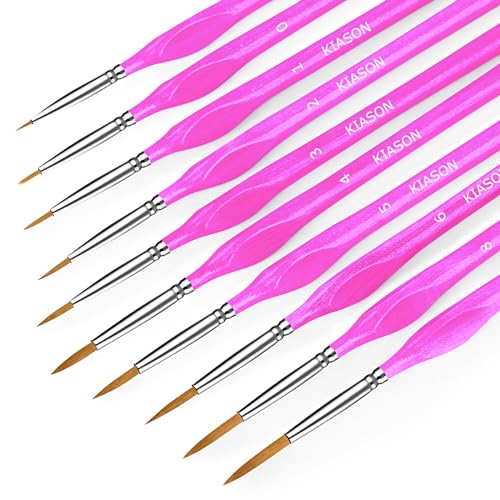 10PC Miniature Paint Brush for Fine Detailing, Detail Paint Brush,Small Painting Brushes for Art, Crafts, Acrylic, Watercolor, Model, Face, Paint by Number, Figurine (Magenta) - color: Magenta, size: 10