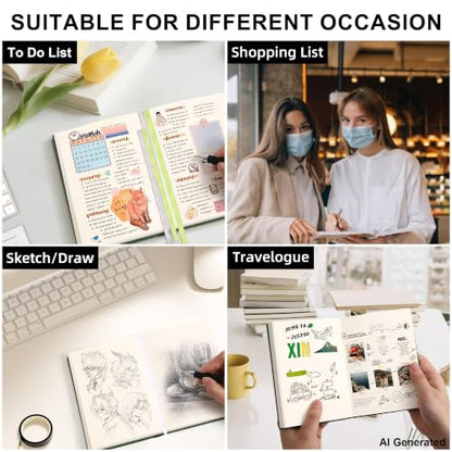 Blank Journal Notebook 720 Pages A6 Unlined Plain Sketchbook No Lines Soft Leather Small Blank Notebook for Women Drawing Book Memo Writing Sketch Diary Notebook 3.9 × 5.5 (Blue Blank Notebook) - color: Blue Blank Notebook