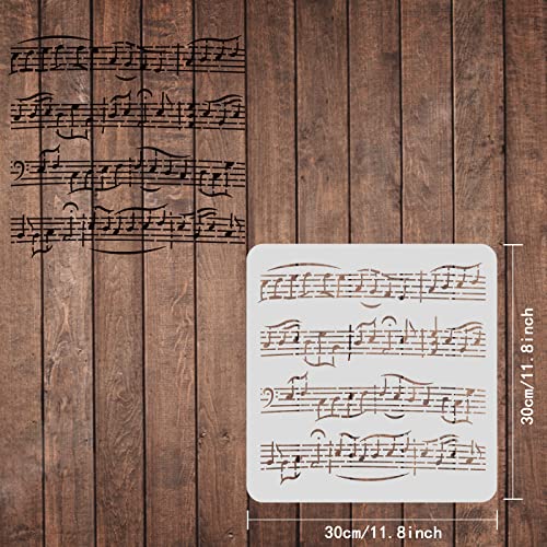 FINGERINSPIRE Music Stencils Template 11.8x11.8 inch Plastic Music Notes Drawing Painting Stencils Sheet Music Square Reusable Stencils for Painting on Wood, Floor, Wall and Tile