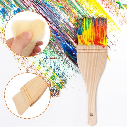 Artist's Choice Hake Paint Brush Set - Pack of 12 Flat Hake Brushes (1in/2in/3in), Crafted with Premium Goat Hair Bristles, Ideal for Watercolor, Wash, Ceramic and Pottery Painting - size: 12 Pack (1in/2in/3in)