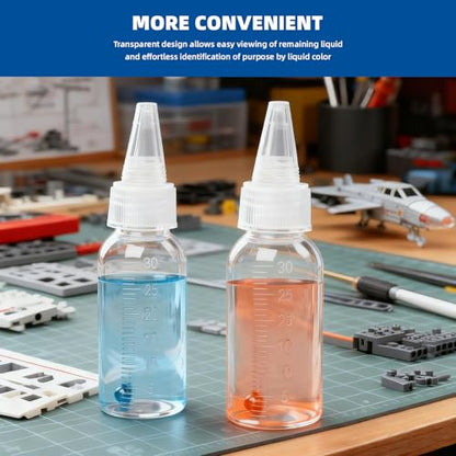 10 Pcs Paint Bottles Squeeze Bottles Paint Mixing Bottles, 30ml Graduated Empty Airbrush Bottles, Airbrush Accessories for Paint Mixing of Various Pigments with Palette, Dropper, Mixing Stick, Funnel