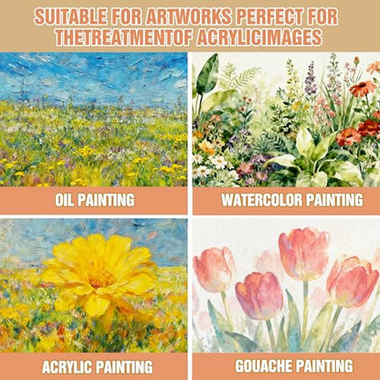 1050ML Large Gloss Acrylic Varnish with Pump, High Gloss Clear Sealer for Acrylic Paintings, Quick-Dry Water-Based Non-Toxic, UV & Yellowing Protection, Multi-Surface with Bonus Brush - size: 1050 ml