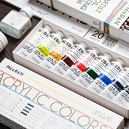 MEEDEN Artist Acrylic Paint Set - 60ml/ 2oz*9 Heavy Body Acrylic Paint Tubes - Art Supplies for Canvas Painting