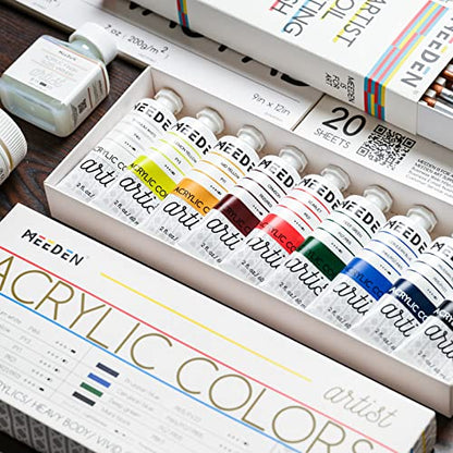 MEEDEN Artist Acrylic Paint Set - 60ml/ 2oz*9 Heavy Body Acrylic Paint Tubes - Art Supplies for Canvas Painting
