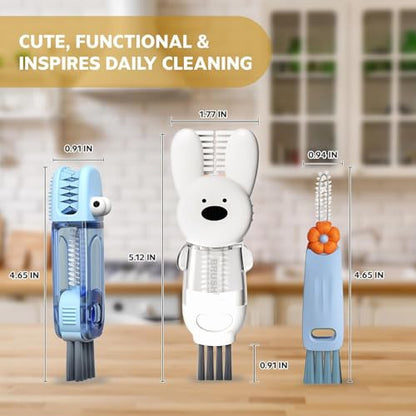 Cup Lid Cleaning Brush, 3 in 1 Cup Cleaner Brush New Multifunctional Lid Cleaner Lid Brush Cleaning Tool Multipurpose Bottle Gap Cleaner Brush Blue - color: Blue