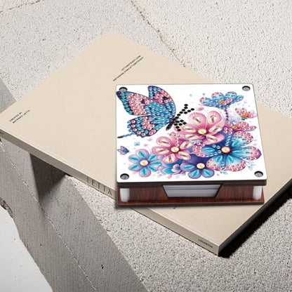JISHSHAY 2 PCS Diamond Art Note Box Flower Diamond Painting Note Pad Holder Butterfly Gem Painting Gem Art Memo Boxes Mosaic Kits for Adults Embroidery Kit Memo Pad Holder,Contains 120 Sheets of Paper - color: Flower 3