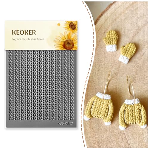 Keoker Polymer Clay Texture Sheet Christmas, Christmas Clay Texture Mat for Making Earrings Jewerly, Christmas Polymer Clay Earrings Tools (Style 3) - color: Style 3