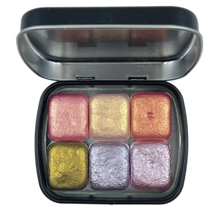 IUILE Handmade Watercolor Paints - Pink Gold Half Pan Set (6 colors) - color: Pink Gold