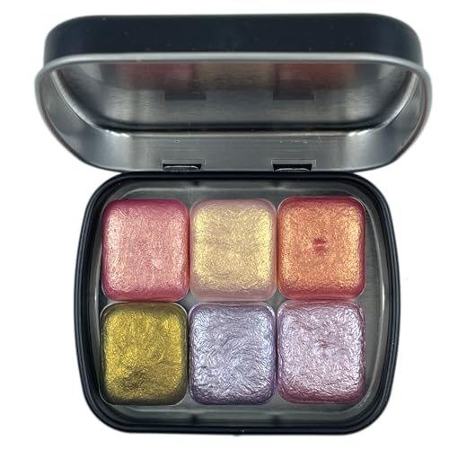 IUILE Handmade Watercolor Paints - Pink Gold Half Pan Set (6 colors) - color: Pink Gold