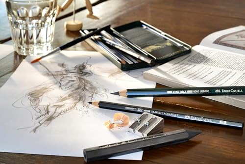 Faber-Castell 9000 Jumbo Graphite Pencil Set - 2 Graphite Sketch Pencils (2B, 4B), Double Hole Pencil Sharpener, Dust Free Art Eraser - Graphite Pencils for Drawing, Sketching and Shading - style: Utilitarian