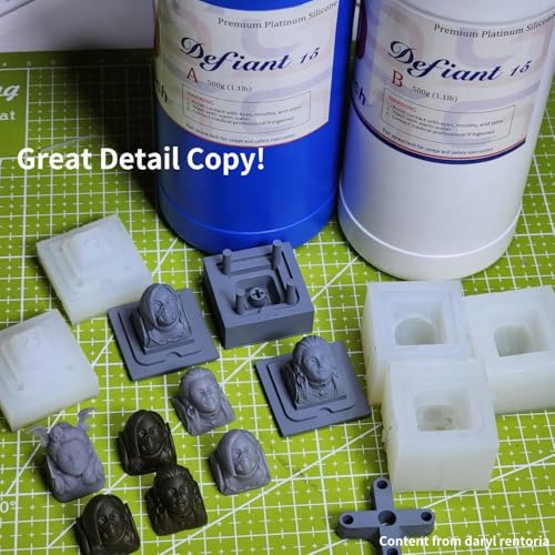 Siraya Tech Defiant 15 Platinum Silicone Mold Making Kit, Inhibition Resistant for 3D UV Resin Prints, Food Safe, Shore A 15, No Coating Needed, Easy 1:1 Mix - 4.4 lb / 70.5 oz (2kg) Set, Clear - color: Translucent 15A 2kg