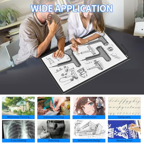 TOHETO Rechargeable A2 Light Pad 23.7"x15.8", Large LED Light Board for Diamond Painting, 3-Color Modes Light Box, Diamond Art Light Table, Lightbox for Tracing and Drawing, Sketching, Artists - style: A2 Rechargeable