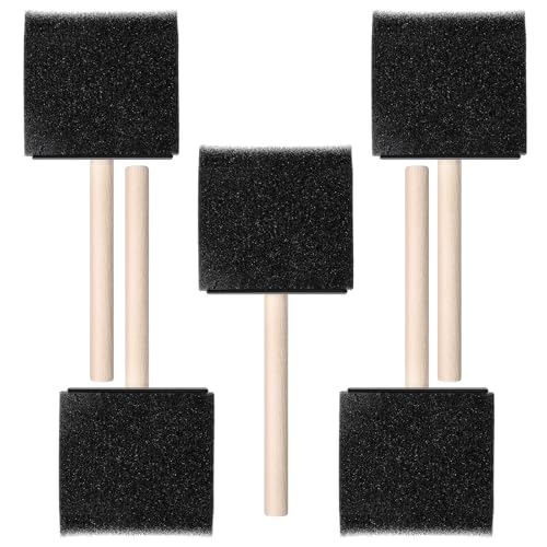 Foam Paint Brushes 3 Inch 5 Pcs Foam Brushes for Painting Wood Handle Sponge Paint Brush Set for Staining Varnishes, Staining, DIY Craft Projects, Finishing