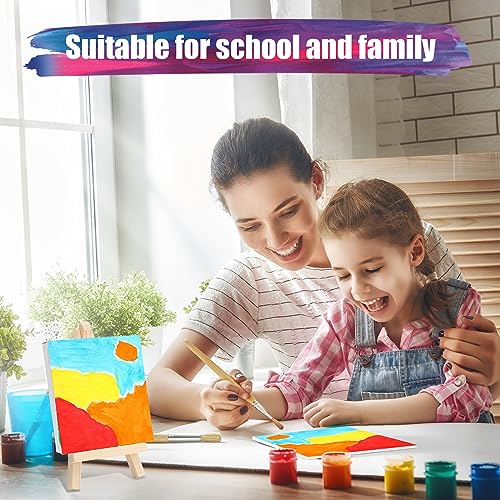 Fuutreo 200 Pcs 3 x 3 Inch Mini Canvas and Easel Set, 100 Mini Stretched Canvas with 100 Wooden Easels for Acrylic Pouring Oil Paint Water Color Painting - size: 3 x 3 Inch