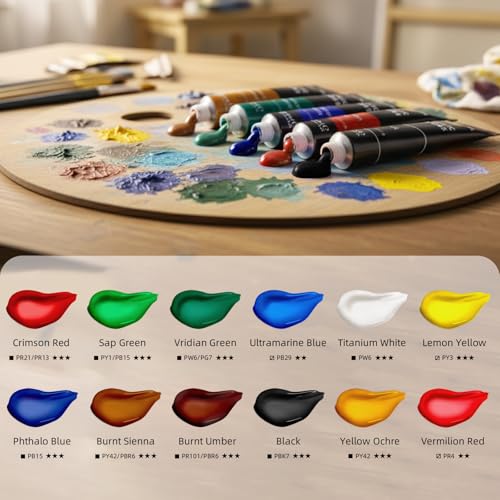 Falling in Art Beechwood Easel Box Set, 27 Pcs Tabletop Acrylic Paint Set, Portable Display Easel Stand with 12 Acrylic Paints, Canvas Panels and Brushes, Suitable for Beginners and Professionals - style: Tabletop Easel Set