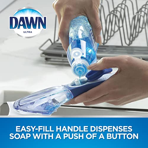 Dawn Refillable Soap Dispensing Dish Scrubbing Brush with Scraper, Dish Wand Scrubber Brush with Soap Dispensing Handle, Blue - size: Pack of 1, style: Fillable Brush