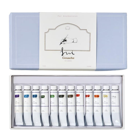Watercolor Gouache Paint Set – 12 Professional Artist Colors (7.5ml Tubes) Portable Painting for Watercolor, Gouache, Illustration & Travel Art