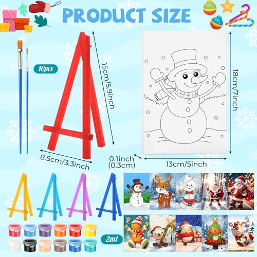 Blosssound 10 Set Pre Printed Canvas Pre Drawn Canvas Painting with Easel Kits 5" x 7" Outline Painting Panels for Beginners, DIY Craft Project, Party Favor, Home Decors(Gingerbread) - style: Gingerbread