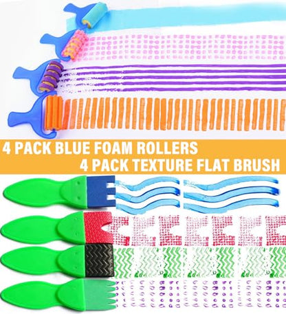 53-Pack Sponge Paint Brushes, Washable Painting Brushes, Toddler Painting Set, Early Learning Foam Roller Sponge Art Crafts Kit with Storage Bag, Creative Gift - style: 53 Pcs