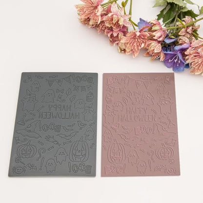 Halloween Polymer Clay Texture Sheets for Earring Jewerly Making,Spider Web Ghost Bat Texture Mat for Polymer Clay Projects Polymer Clay Earrings Tools，4pcs/Pack