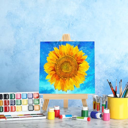 Mimorou 64 Pack Mini Canvas with Easel Sets for Painting Small Art Stretched Canvas Panels Pack with Wood Display Easel for Classroom Crafts, Art Projects, Birthday Paint Party Favors (6 x 6 Inch) - size: 6 x 6 Inch