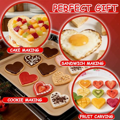 Love Heart Cookie Cutter Set Pack of 5 Valentines Day Heart Biscuit Cutter for Sandwiches, Pastries, Fruit and Cakes Birthday, Wedding Baking Tools - style: A-Heart