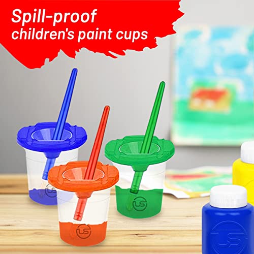 Kids Painting Set, Washable Paint for Kids with Paint Cups, Toddler Paintbrushes, Non Toxic Washable Finger Paints 2 Ounce Each, Gifting bundle Toddler Painting Supplies