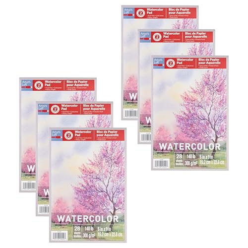 6" x 9" Watercolor Pad by Artist's Loft - Heavyweight and Acid Free Paper for Watercolor Paint - Bulk 6 Pack - size: 6 x 9