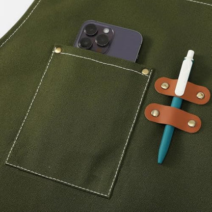 AFUN Aprons for Men Women with Large Pockets, 16-Ounce Cotton Canvas Cross Back Apron - color: Army Green