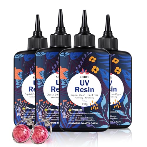 KISREL UV Resin 400g - Upgraded UV Resin Kit, Hard Type Crystal Clear Ultraviolet Curing UV Epoxy Resin for Craft Jewelry Making - size: 400 g