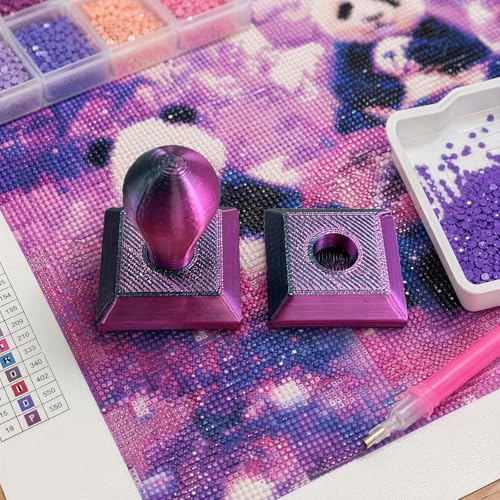 Diamond Art Painting Embossing Roller 3D Printing Diamond Art Painting Seal Press Diamond Art Painting Roller Tool Set for Multi-Color Square & Circular Drills (Matte Black Purple) - color: Matte Black Purple